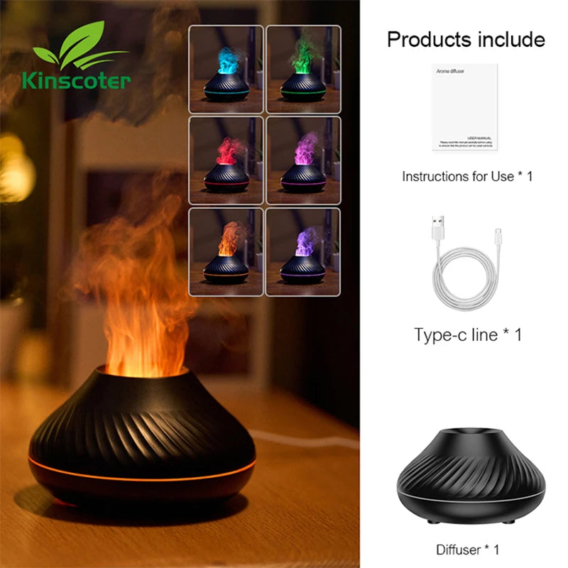 KINSCOTER Volcanic Aroma Diffuser with Flame Light
