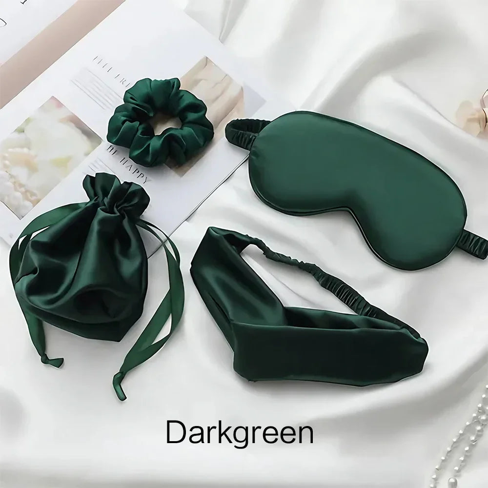 4-Piece Silk Eye Mask & Headband Set