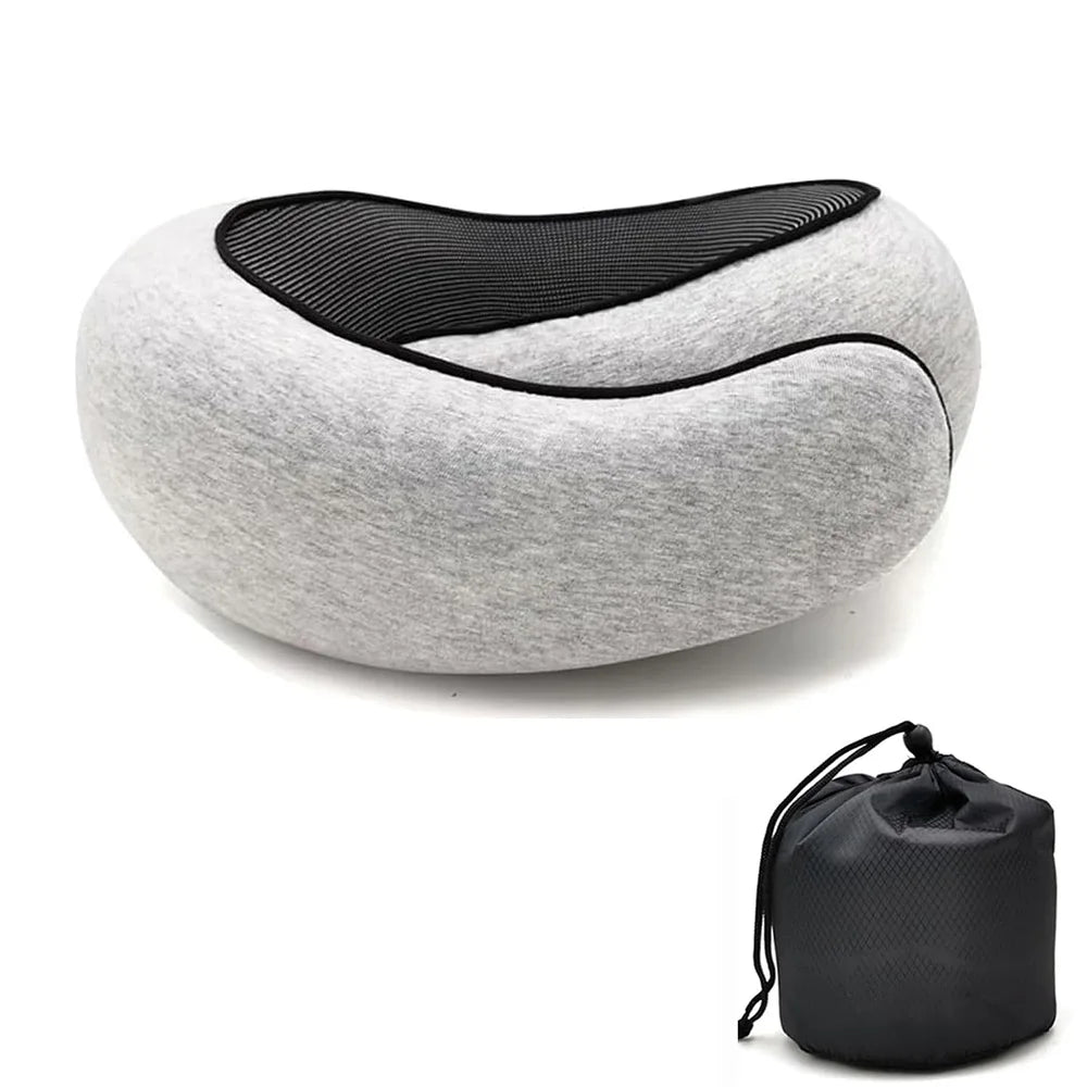 Memory Foam Travel Neck Pillow with Snail-Style Wrap