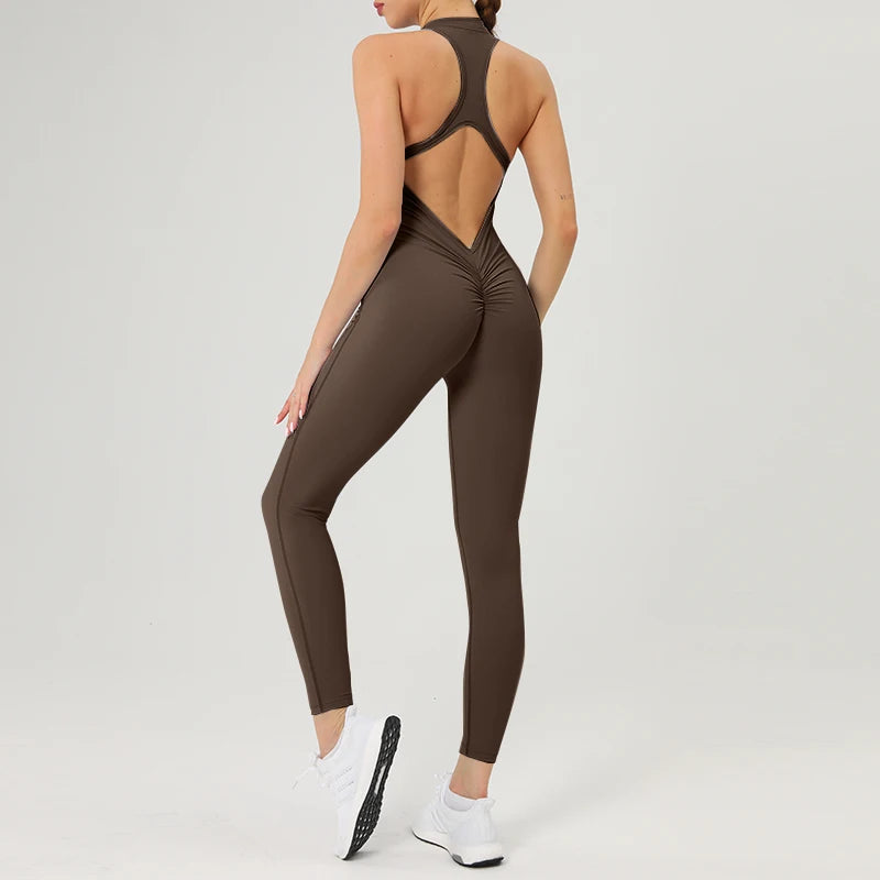 Scrunch Gym Jumpsuit with Zipper