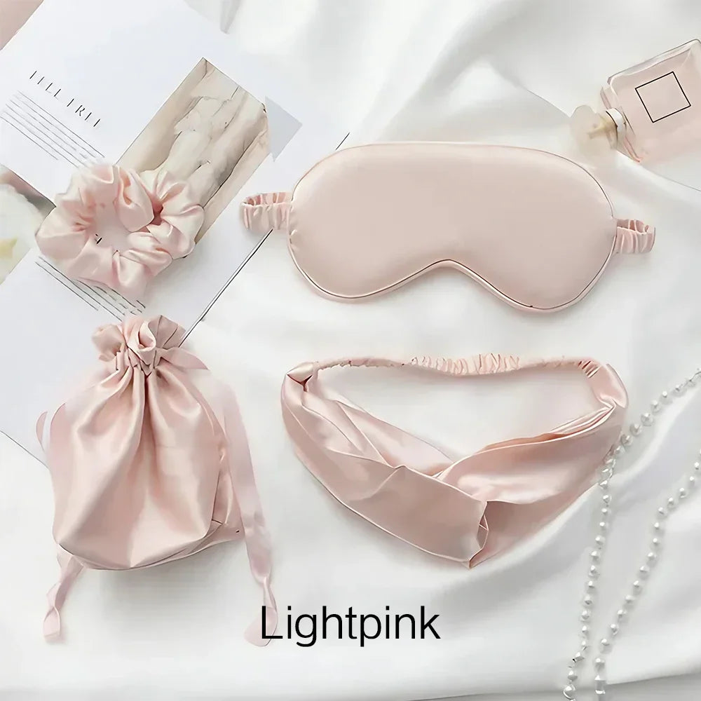 4-Piece Silk Eye Mask & Headband Set