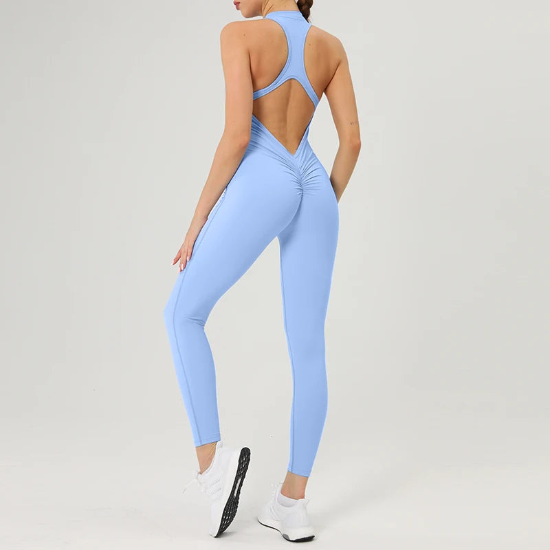 Scrunch Gym Jumpsuit with Zipper