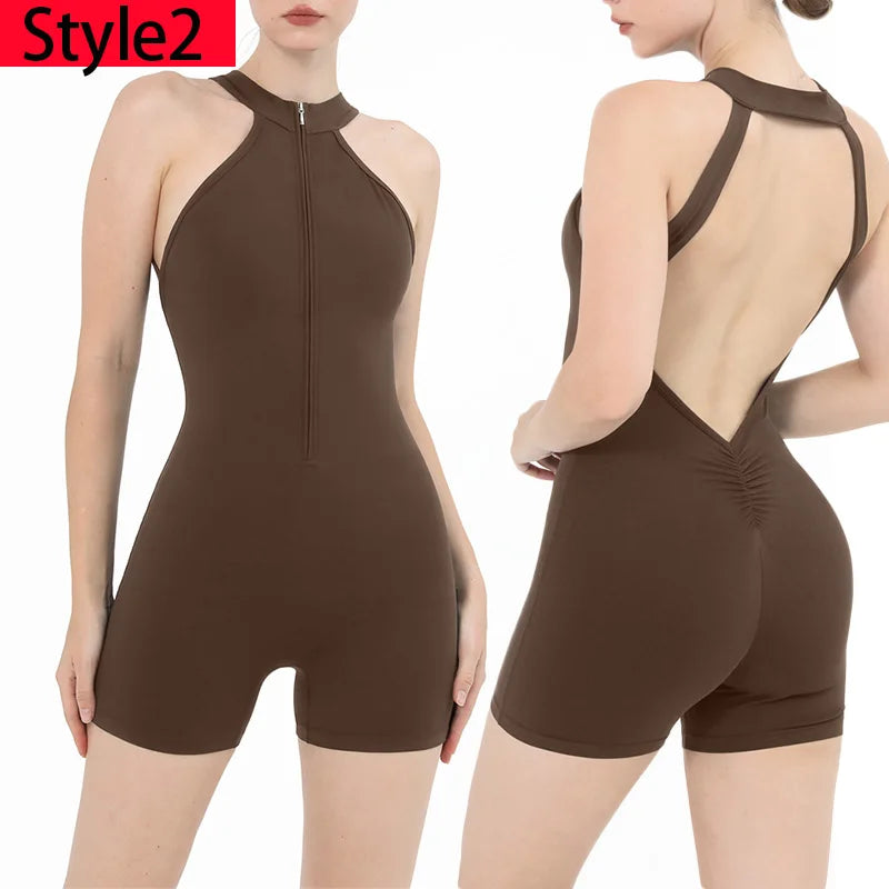 Scrunch Gym Jumpsuit with Zipper