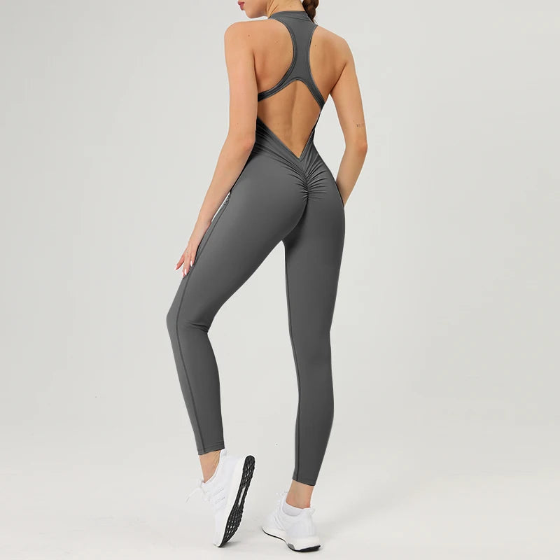 Scrunch Gym Jumpsuit with Zipper