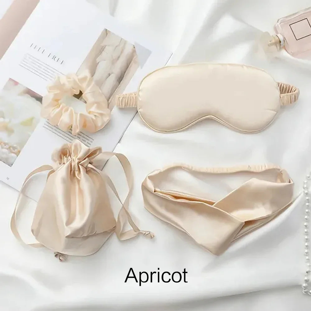 4-Piece Silk Eye Mask & Headband Set