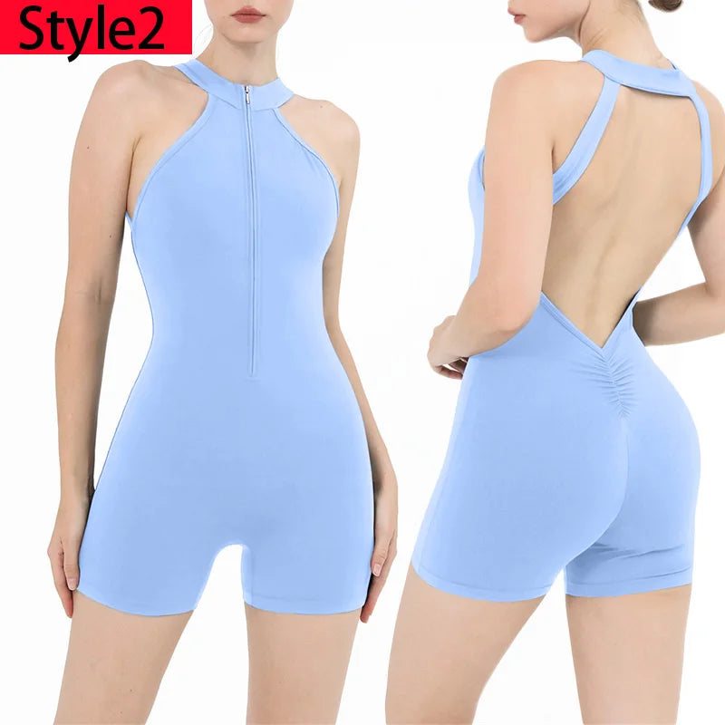 Scrunch Gym Jumpsuit with Zipper