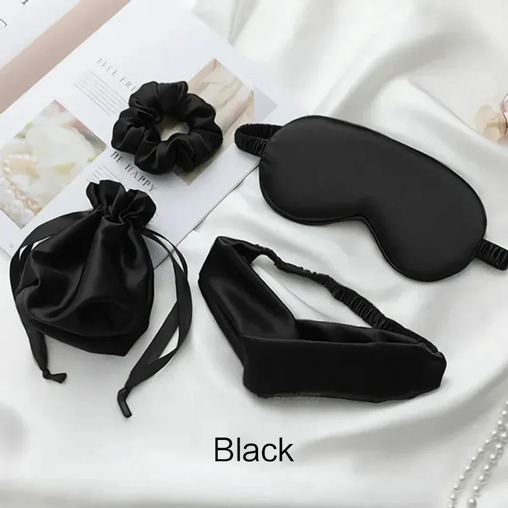 4-Piece Silk Eye Mask & Headband Set