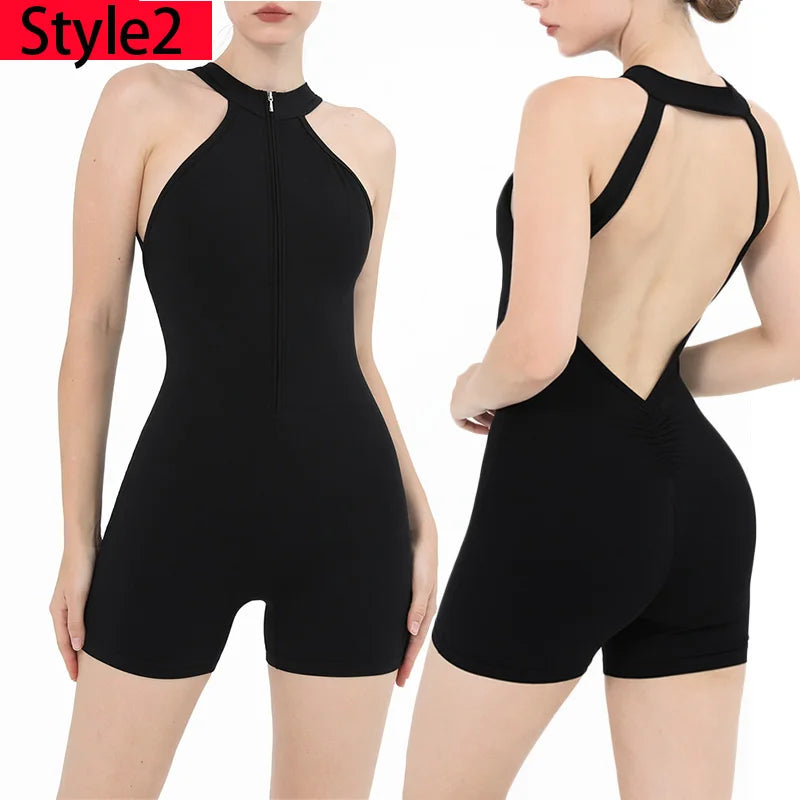Scrunch Gym Jumpsuit with Zipper