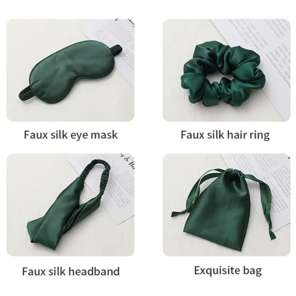 4-Piece Silk Eye Mask & Headband Set