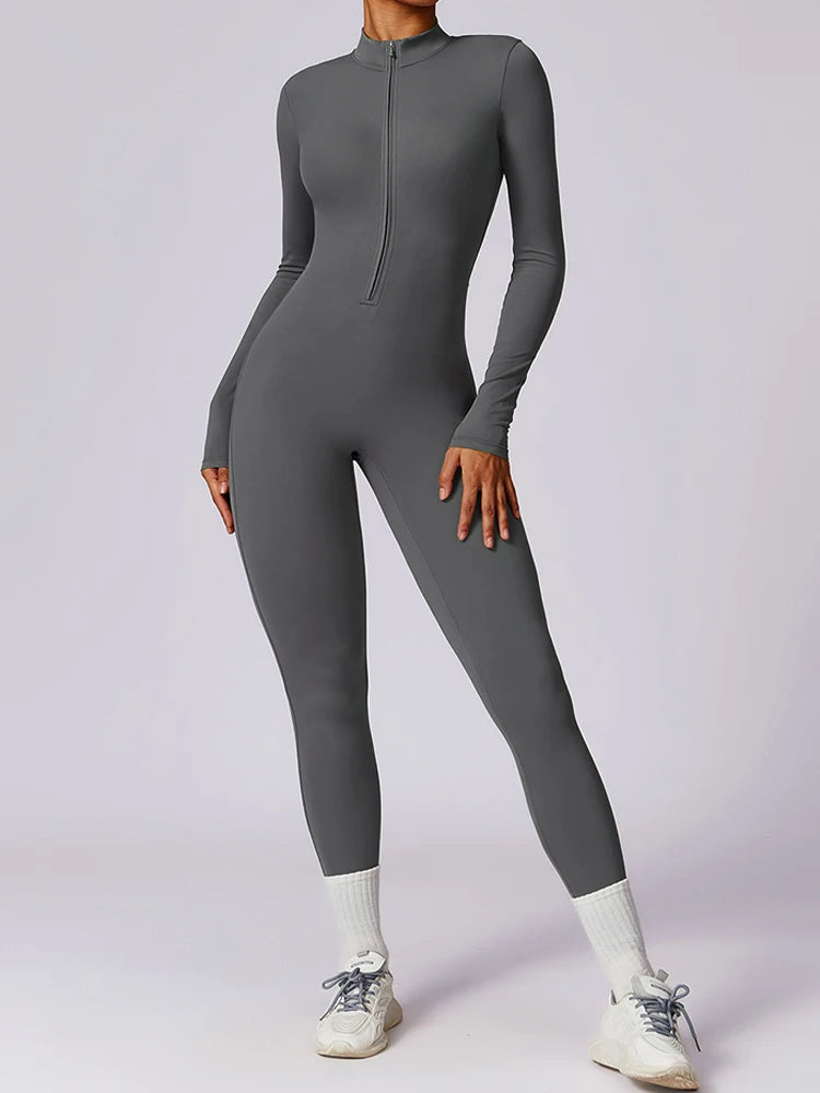 One-Piece Zipper Workout Jumpsuit