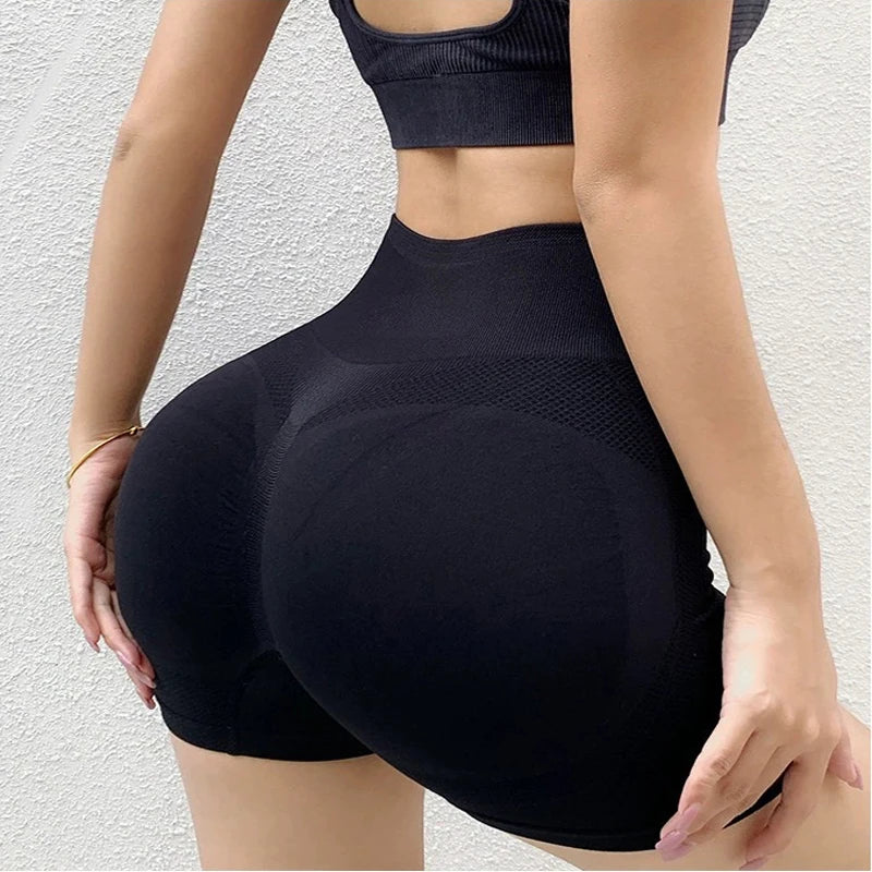High-Waist Yoga Shorts with Scrunch