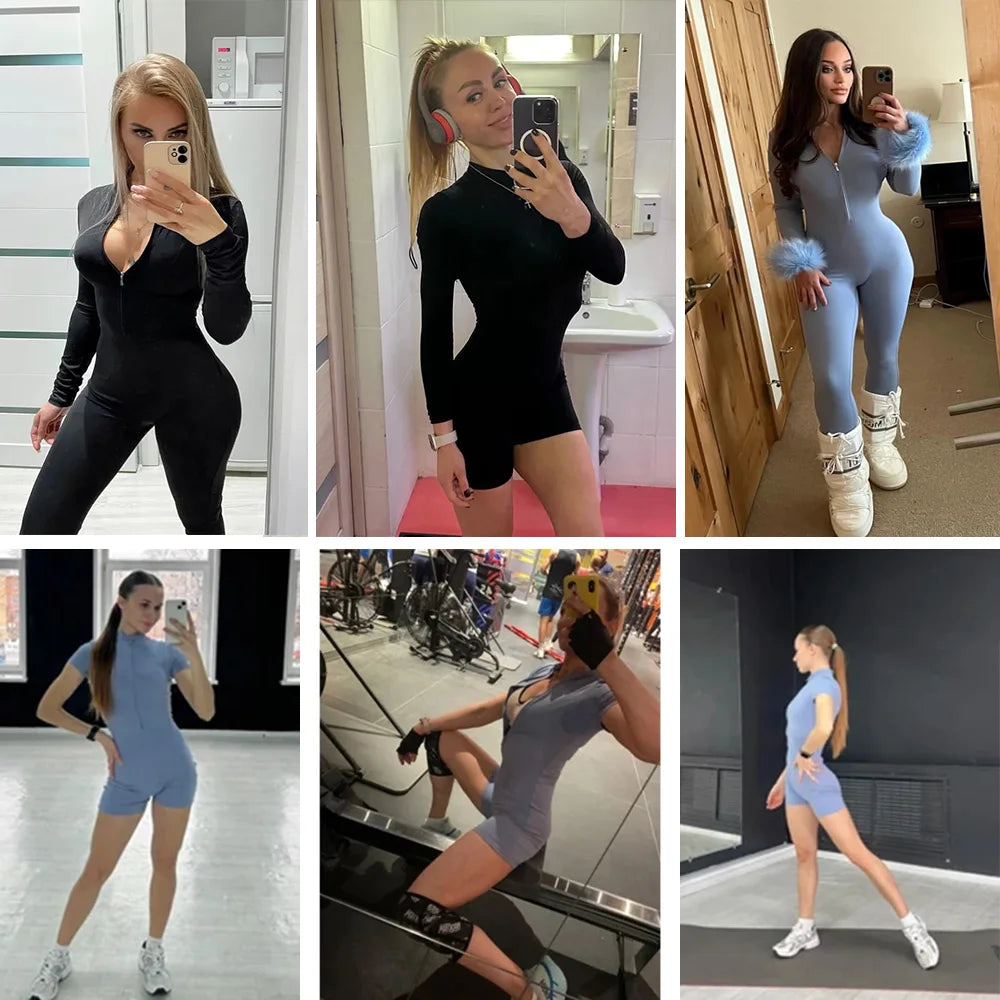 One-Piece Zipper Workout Jumpsuit