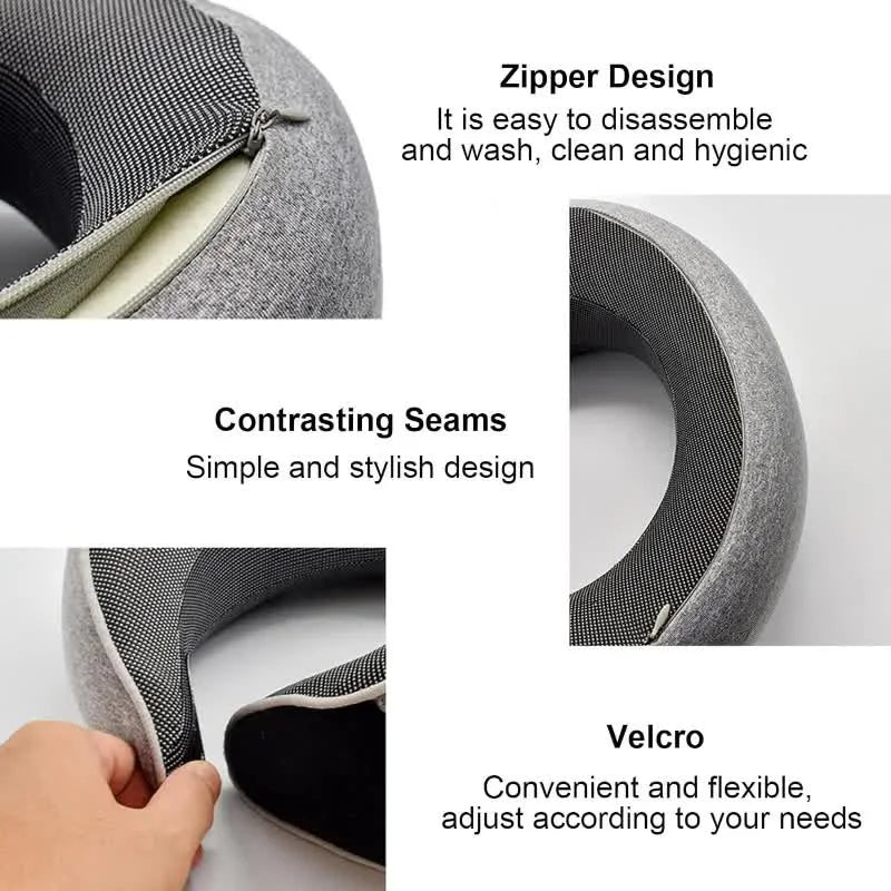 Memory Foam Travel Neck Pillow with Snail-Style Wrap